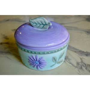 Vintage Favorite Things Lidded Dragonfly Floral Dish